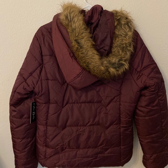 Burgundy Puffer Coat - Picture 2 of 3